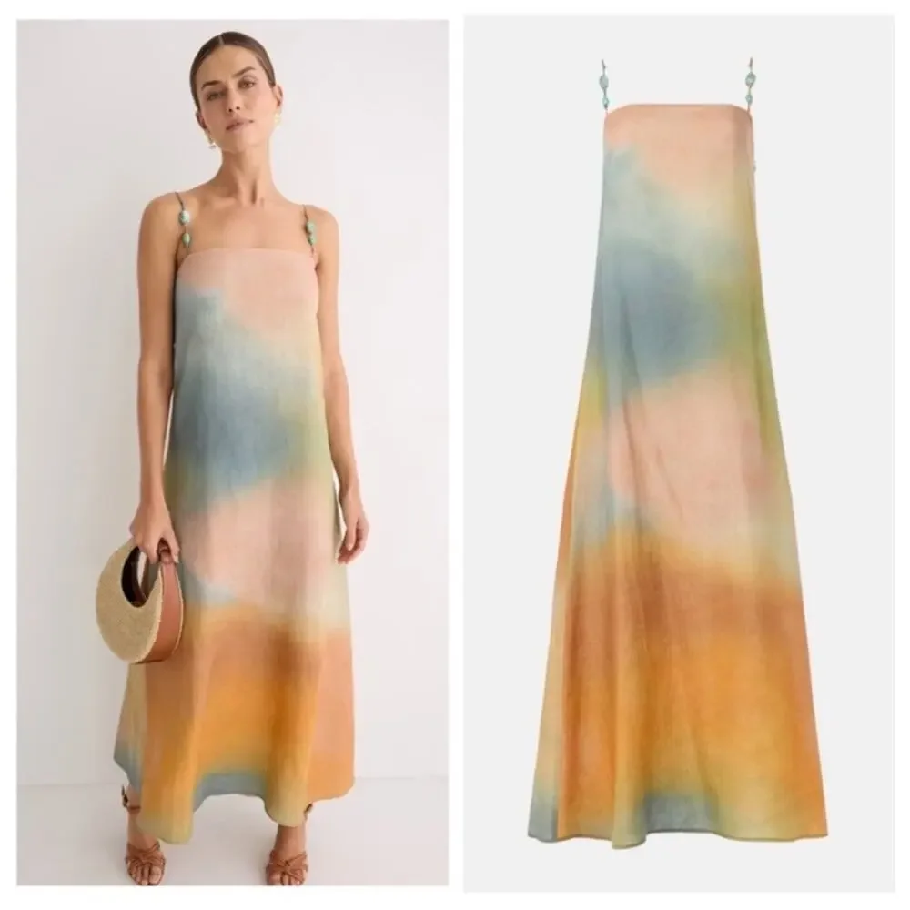 Staud Laura Linen Maxi Dress in Pastel Clouds M - Picture 11 of 12